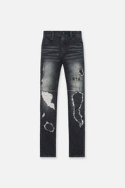 Black Distressed Clayton Skinny Jeans - Front View | RTA