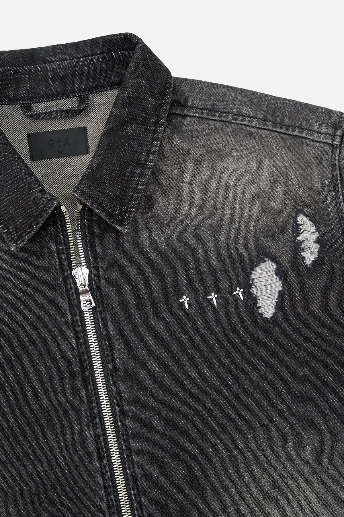 Men's Black Zip Up Denim Shirt | RTA