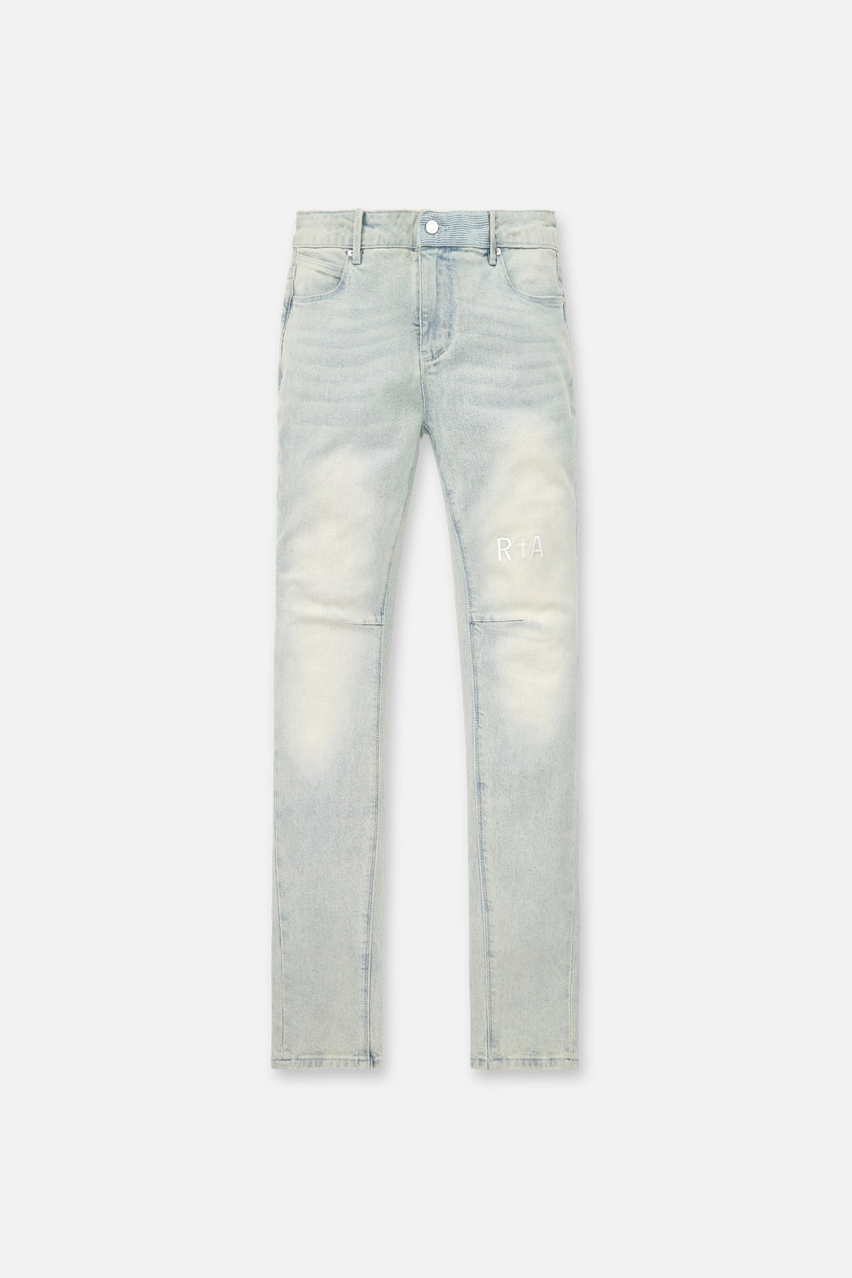 Ice Blue Denim Bryant Skinny Jeans Frozen Fade - Front View | RTA