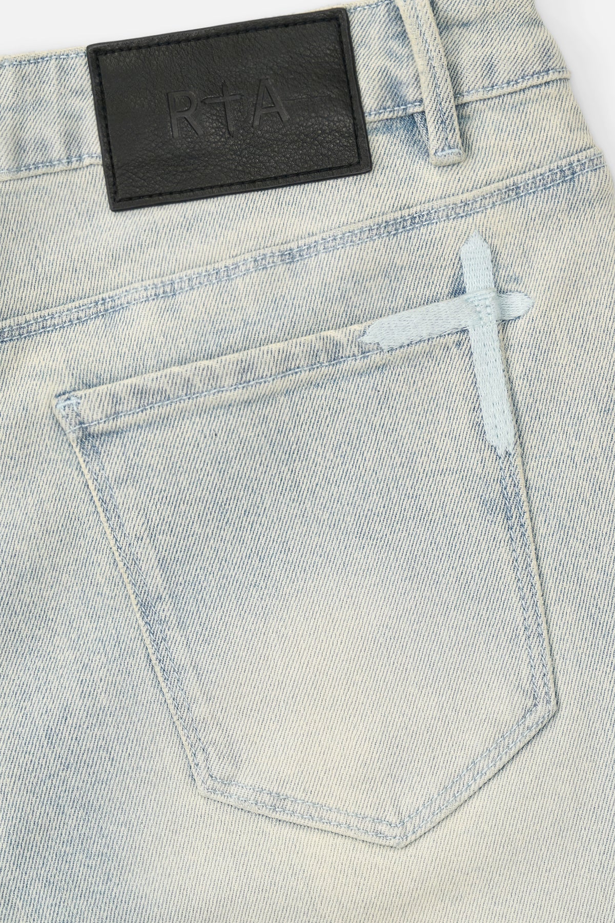 Ice Blue Denim Bryant Jeans - Back Pocket Cross Detail | RTA