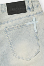 Ice Blue Denim Bryant Jeans - Back Pocket Cross Detail | RTA