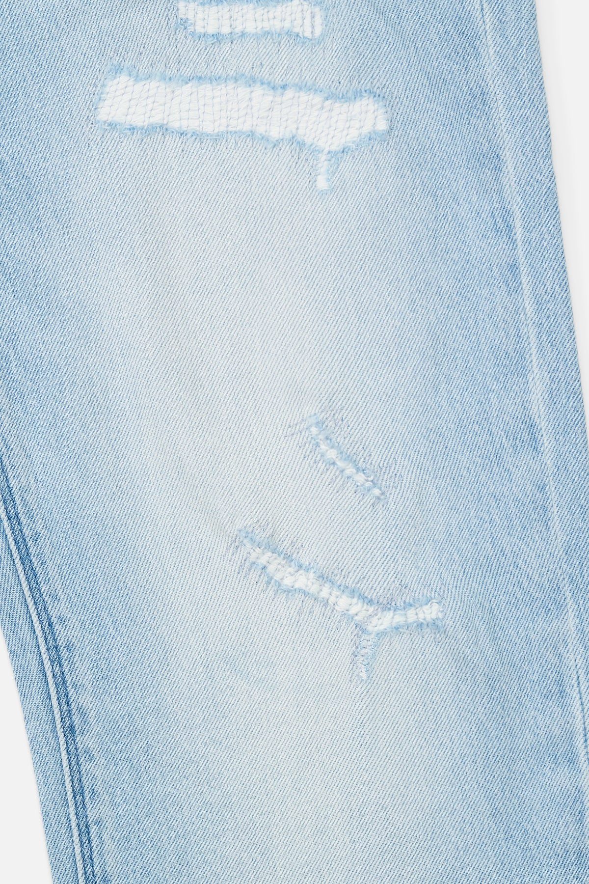 Light Blue Distressed Denim Close-Up - Ripped Fabric Texture Detail | RTA