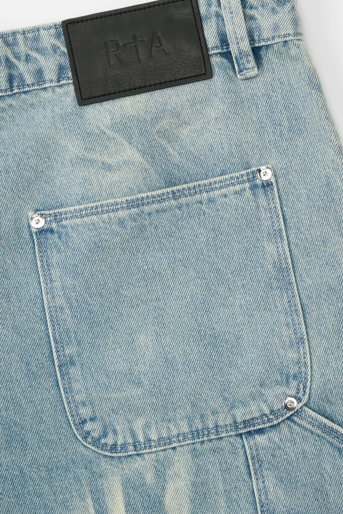 Sky Vein Cotton Carpenter Jeans - RTA Logo Patch Detail | RTA
