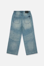 Franco Wide Leg Jean Golden Indigo Laser - Flat Lay Back View | RTA