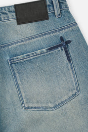 Franco Wide Leg Jean - Back Pocket Cross Hardware Detail with RTA Leather Patch | RTA
