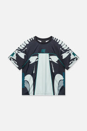 SOREN BIKE SHIRT | BLACK LIGHT TEAL RACING