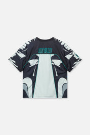 SOREN BIKE SHIRT | BLACK LIGHT TEAL RACING