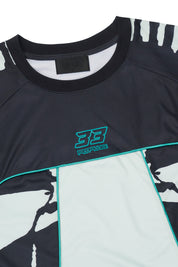 SOREN BIKE SHIRT | BLACK LIGHT TEAL RACING