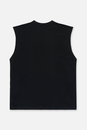 Black Terry Muscle Tee with Cursive Logo - Back View | RTA