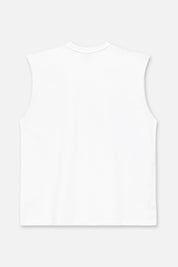 White Cotton Terry Muscle Tee - Back View | RTA