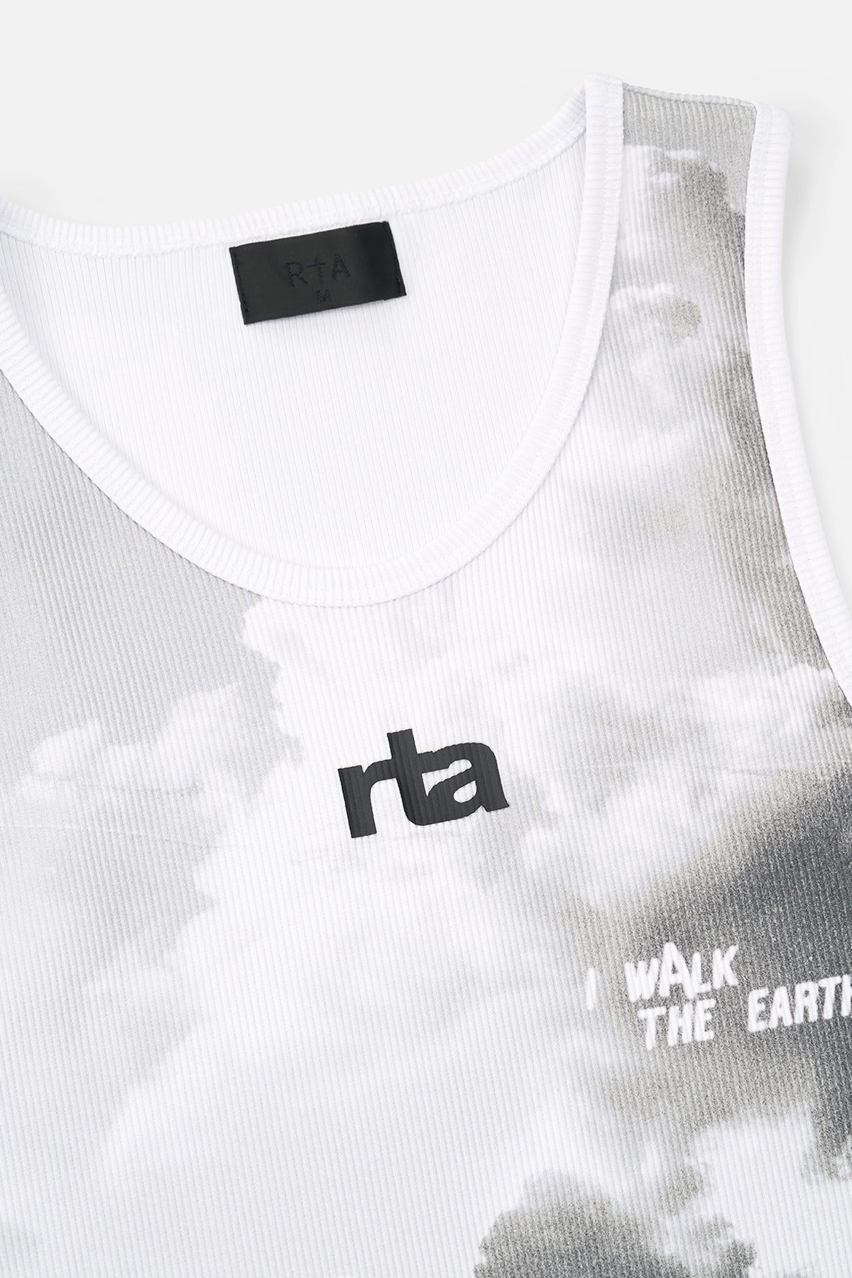 RTA Logo Detail on Grey Chaparral Tank Top - Close Up | RTA