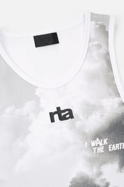 RTA Logo Detail on Grey Chaparral Tank Top - Close Up | RTA