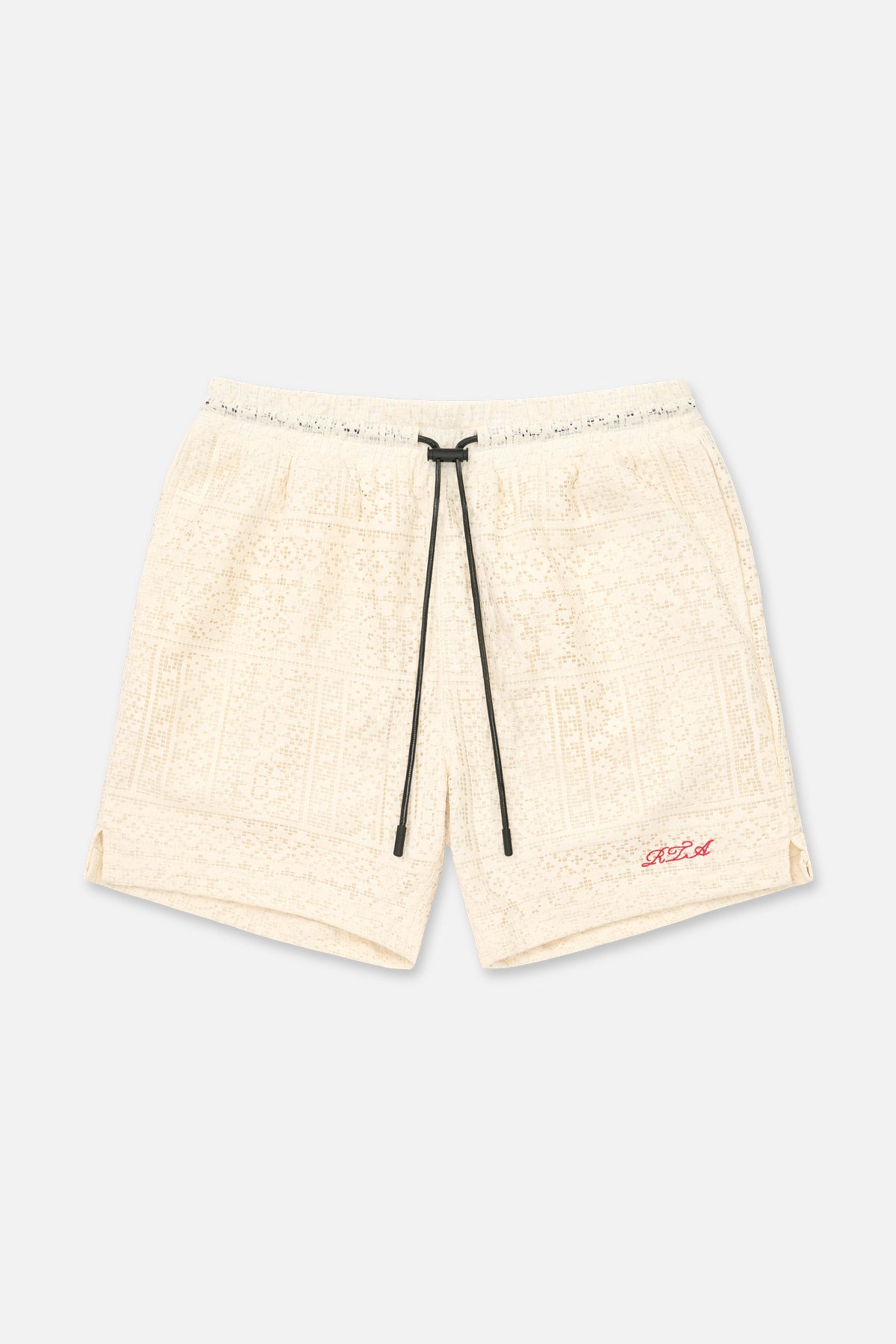 Sand Crochet Clyde Shorts - Front View with Drawstring | RTA