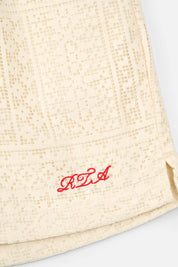 Sand Crochet Clyde Shorts - Red RTA Logo Embroidery Detail | RTA