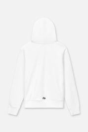 White Dion Luxury Streetwear Hoodie - Flat Lay Back View with RTA Logo Detail | RTA