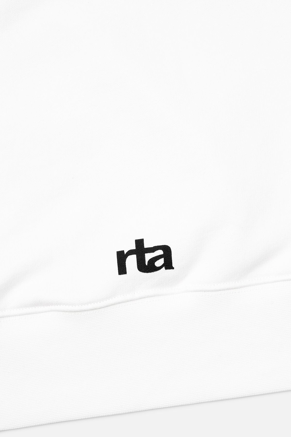 White Cotton Dion Hoodie Embroidered RTA Logo Close-Up - Hem Detail | RTA