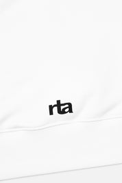White Cotton Dion Hoodie Embroidered RTA Logo Close-Up - Hem Detail | RTA