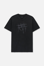 Black Cotton Liam Tee with Thorn Graphic - Front Flat Lay | RTA
