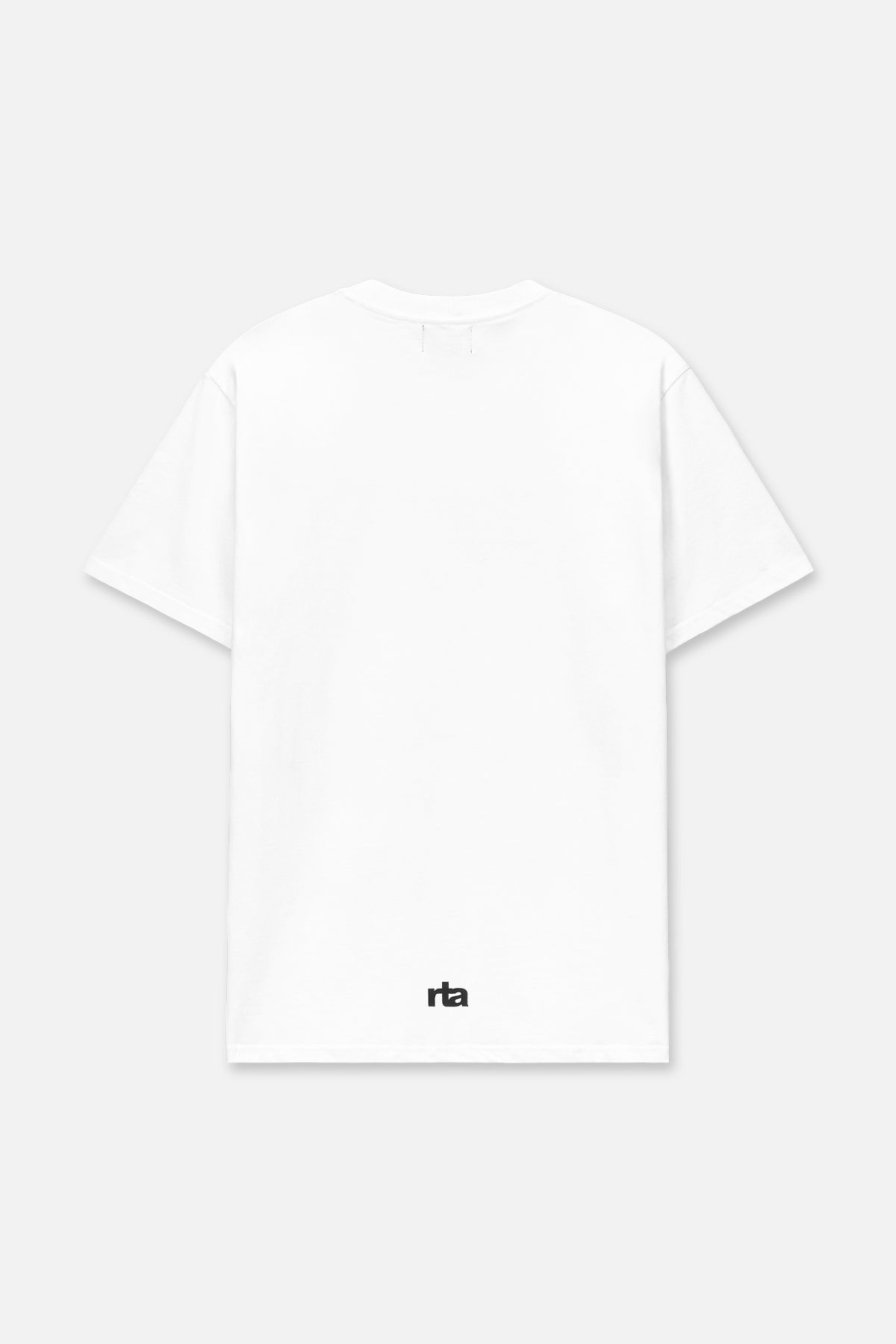 White Cotton Liam Tee - Back View with RTA Logo | RTA