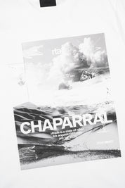 White Cotton Liam Tee - Close-Up Chaparral Graphic Detail | RTA
