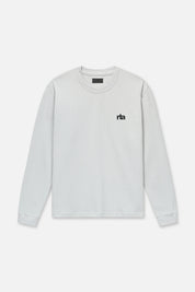 Smoke Grey Cotton Long Sleeve Tee - Flat Lay Front, Logo Chest Detail | RTA