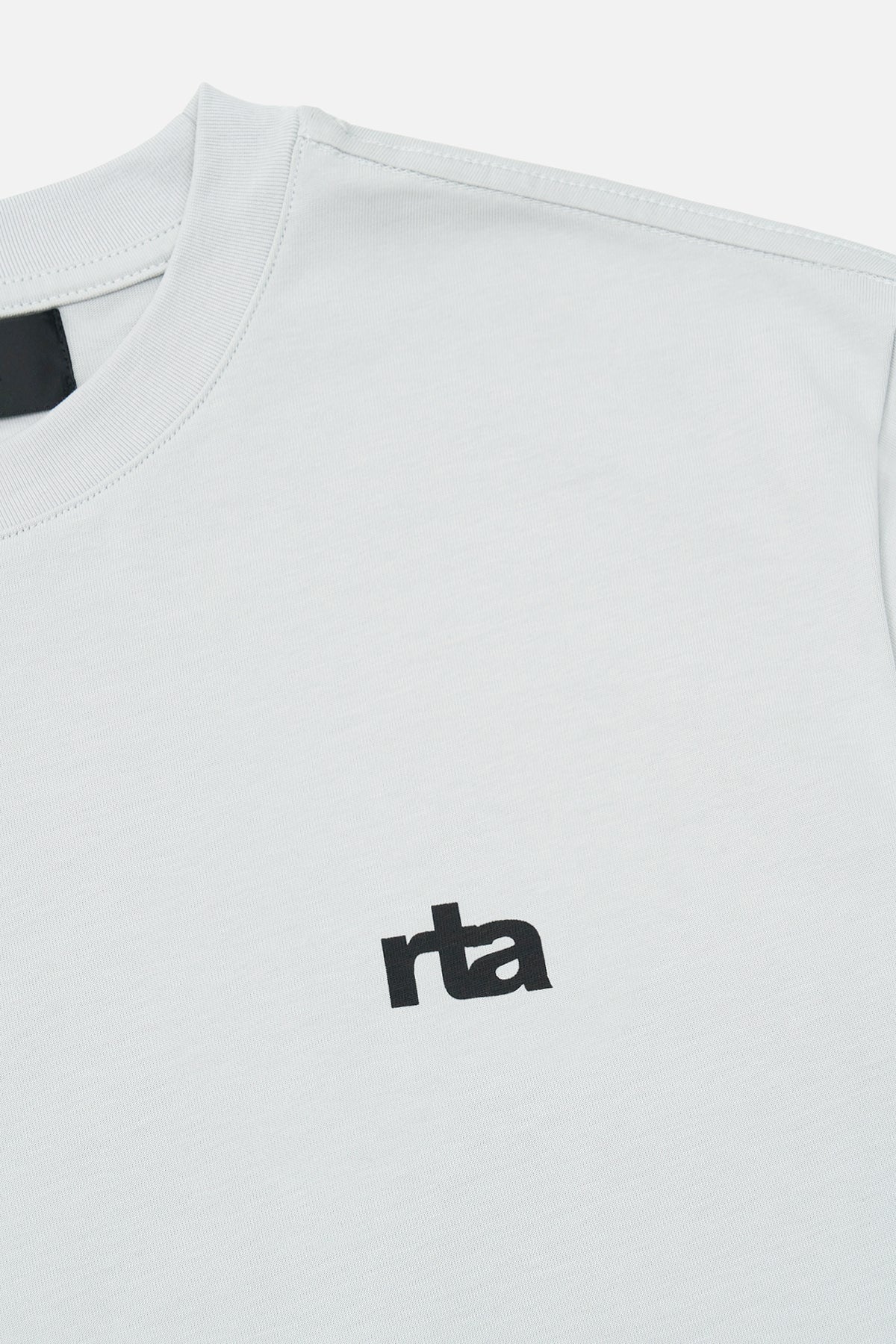 Smoke Grey Long Sleeve Tee - Close-Up Chest Logo and Collar Detail | RTA
