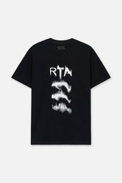Black Cotton Colin Oversized Short Sleeve Tee with Ascending RTA Graphics - Front View | RTA