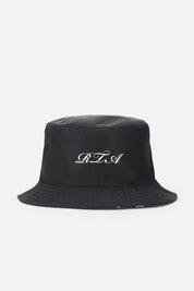 Black Nylon Marcus Bucket Hat with Cursive RTA Logo - Front View | RTA