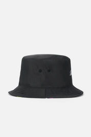 Black Reversible Bucket Hat with Purple Floral Pattern - Back View | RTA