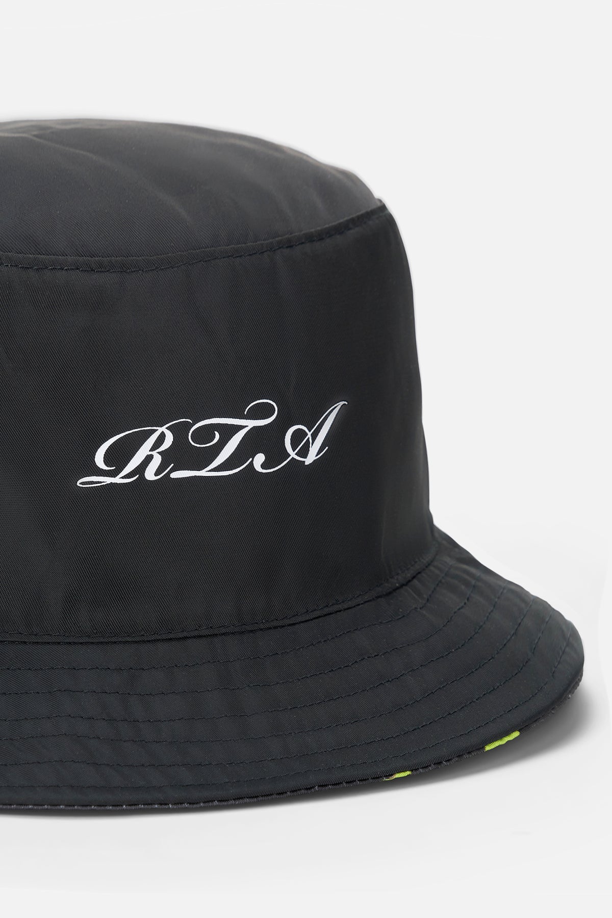 Black Streetwear Bucket Hat with Embroidered RTA Logo - Side Detail | RTA