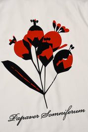 Beige Nathan Short Sleeve Shirt - Red and Black Poppy Print Close-Up Detail | RTA