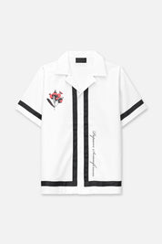 White Nathan Poppy Print Short Sleeve Shirt - Front View | RTA