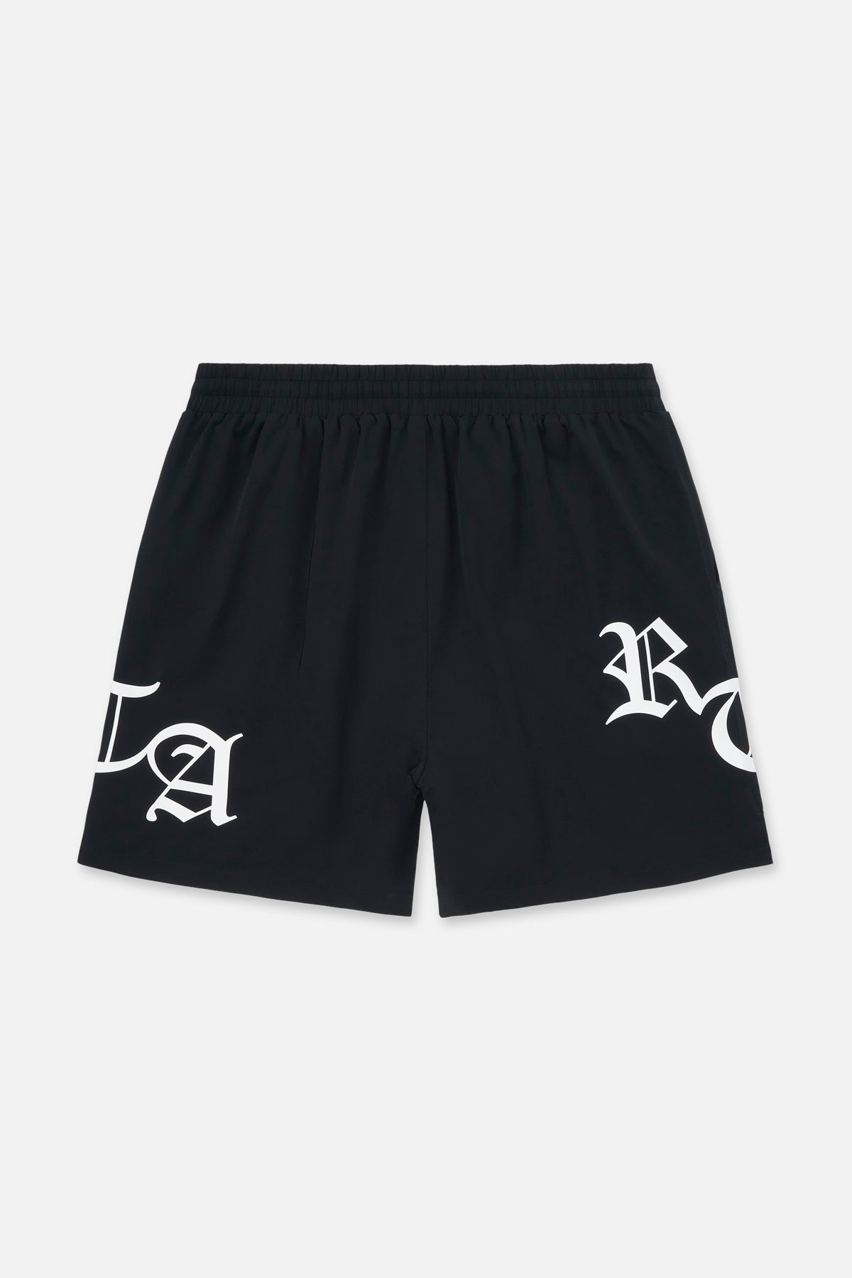 Black Old English RTA Swim Trunks - Back View | RTA
