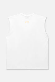 TERRY MUSCLE TEE | WHITE CAR DRIFT