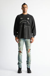 RTA Bryant Skinny Jean Indigo Rust - On Model Full Length Front View, Styled Look | RTA