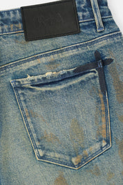 RTA Bryant Skinny Jean Indigo Rust - Leather Patch and Dagger Hardware Back Pocket Detail | RTA