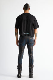 Clayton Skinny Jean Ocean Dusk - On Model Back View, Wax Coated Skinny Jeans | RTA