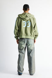 Franco Wide Leg Jean Indigo Jade - On Model Back View, Faded Wash Wide Leg Streetwear Jeans | RTA