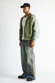 Franco Wide Leg Jean Indigo Jade - On Model Side Profile, Vintage Faded Denim Silhouette | RTA