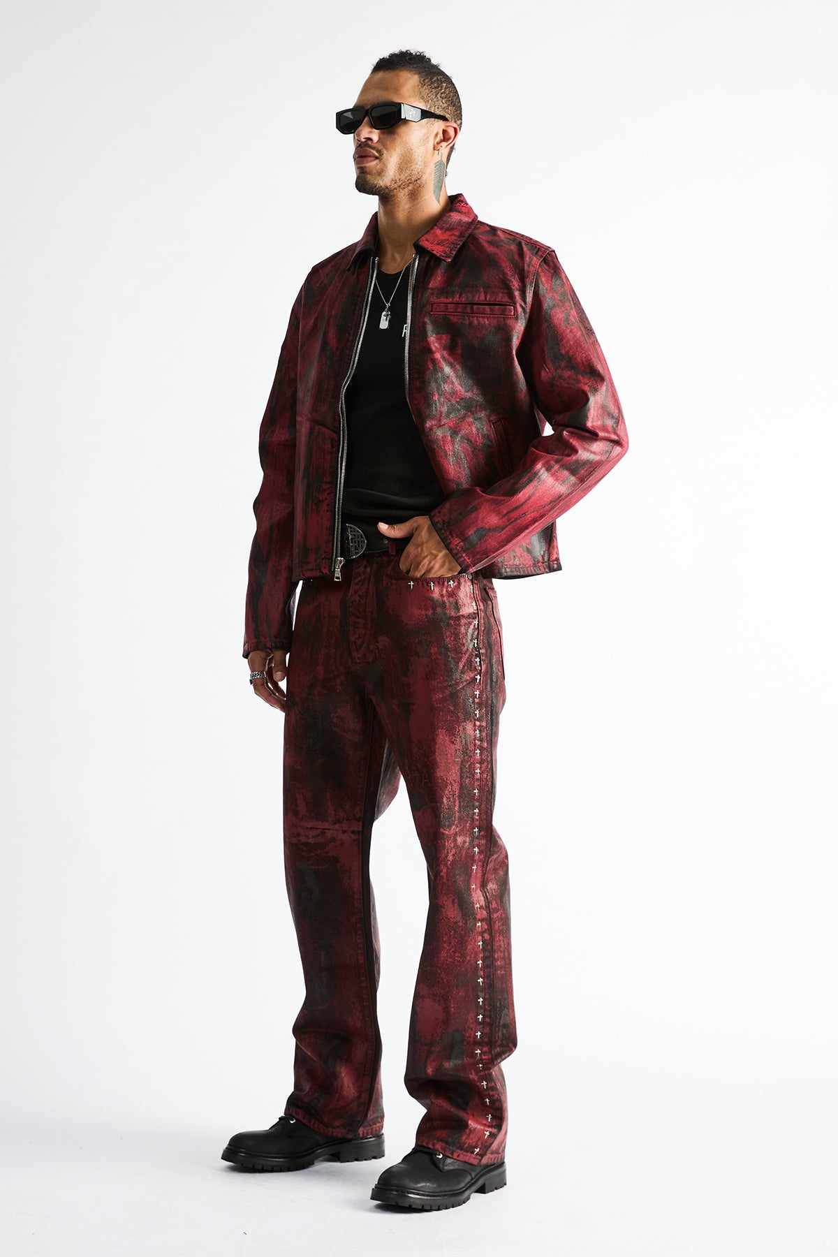Apollo Fitted Classic Jacket Black Eclipse - Side Profile Luxury Streetwear Styled Look | RTA