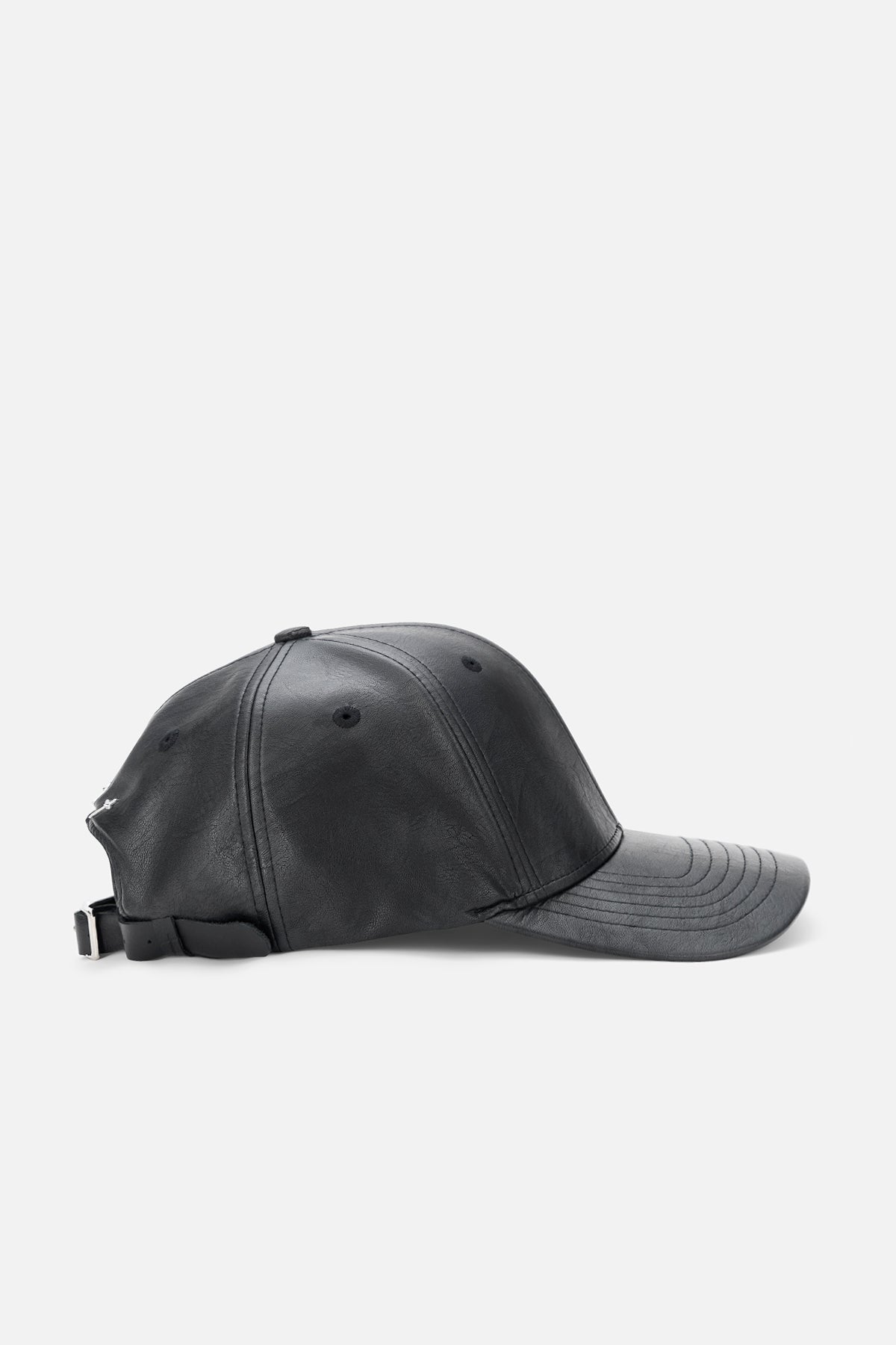 JACOB BASEBALL HAT WITH LEATHER STRAP AND BUCKLE | VINTAGE BLACK