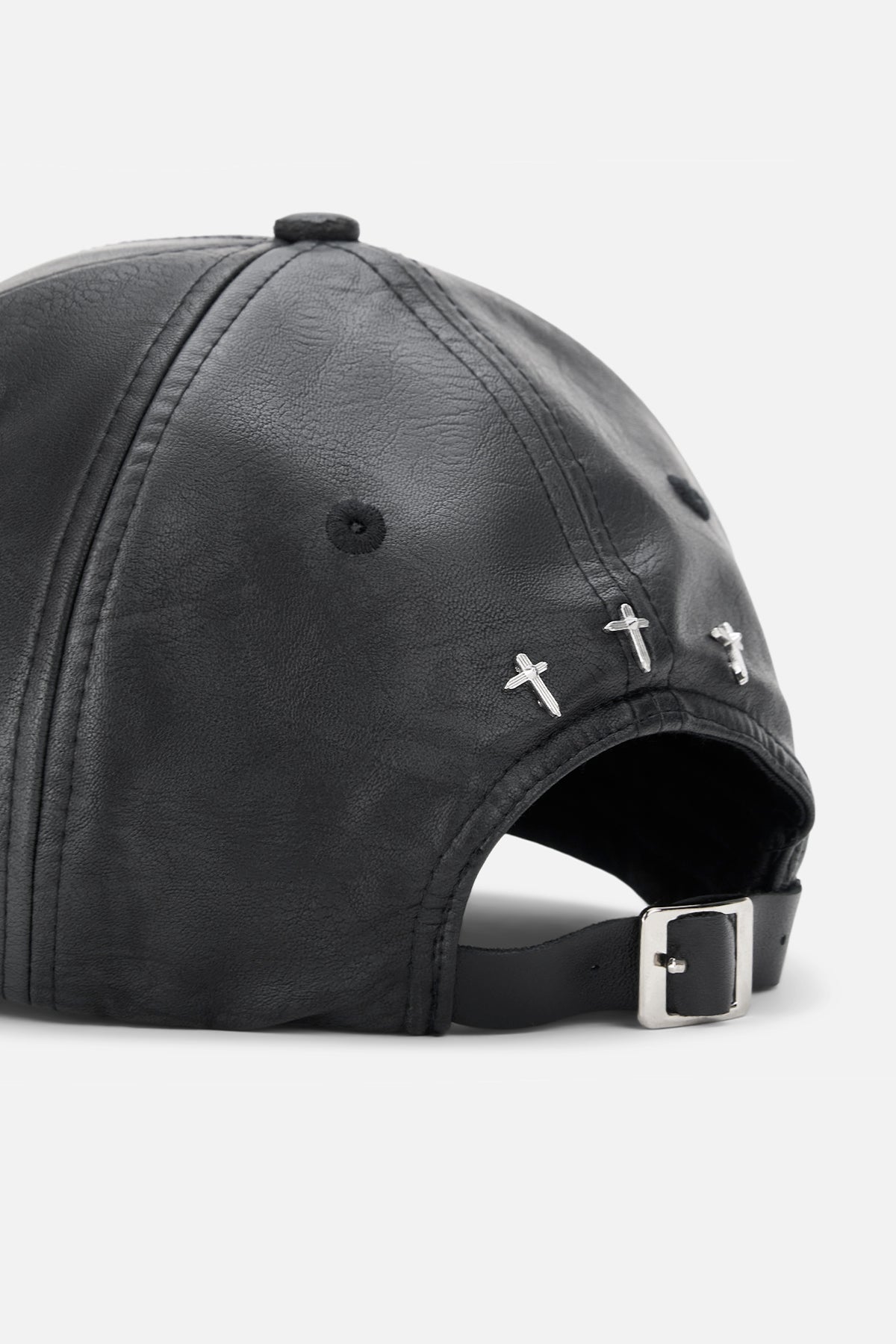 JACOB BASEBALL HAT WITH LEATHER STRAP AND BUCKLE | VINTAGE BLACK