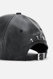 JACOB BASEBALL HAT WITH LEATHER STRAP AND BUCKLE | VINTAGE BLACK