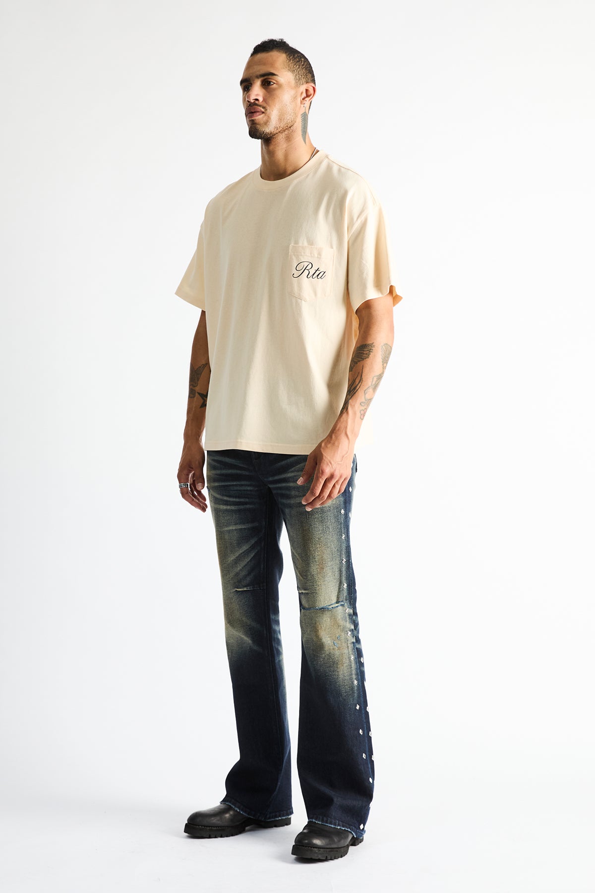 BASTIEN POCKET TEE | BONE CLOCKFACE