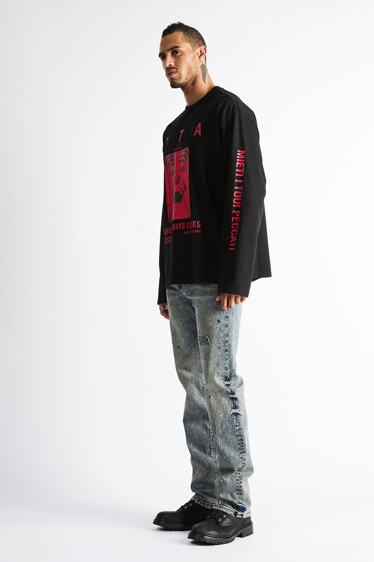 MARCEAU OVERSIZED LONG SLEEVE TEE | BLACK PAYDAY