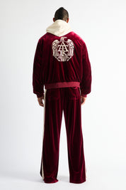 Luxen Baggy Sweatpants Burgundy Crest - On Model Back View, Eagle Crest Graphic Detail | RTA