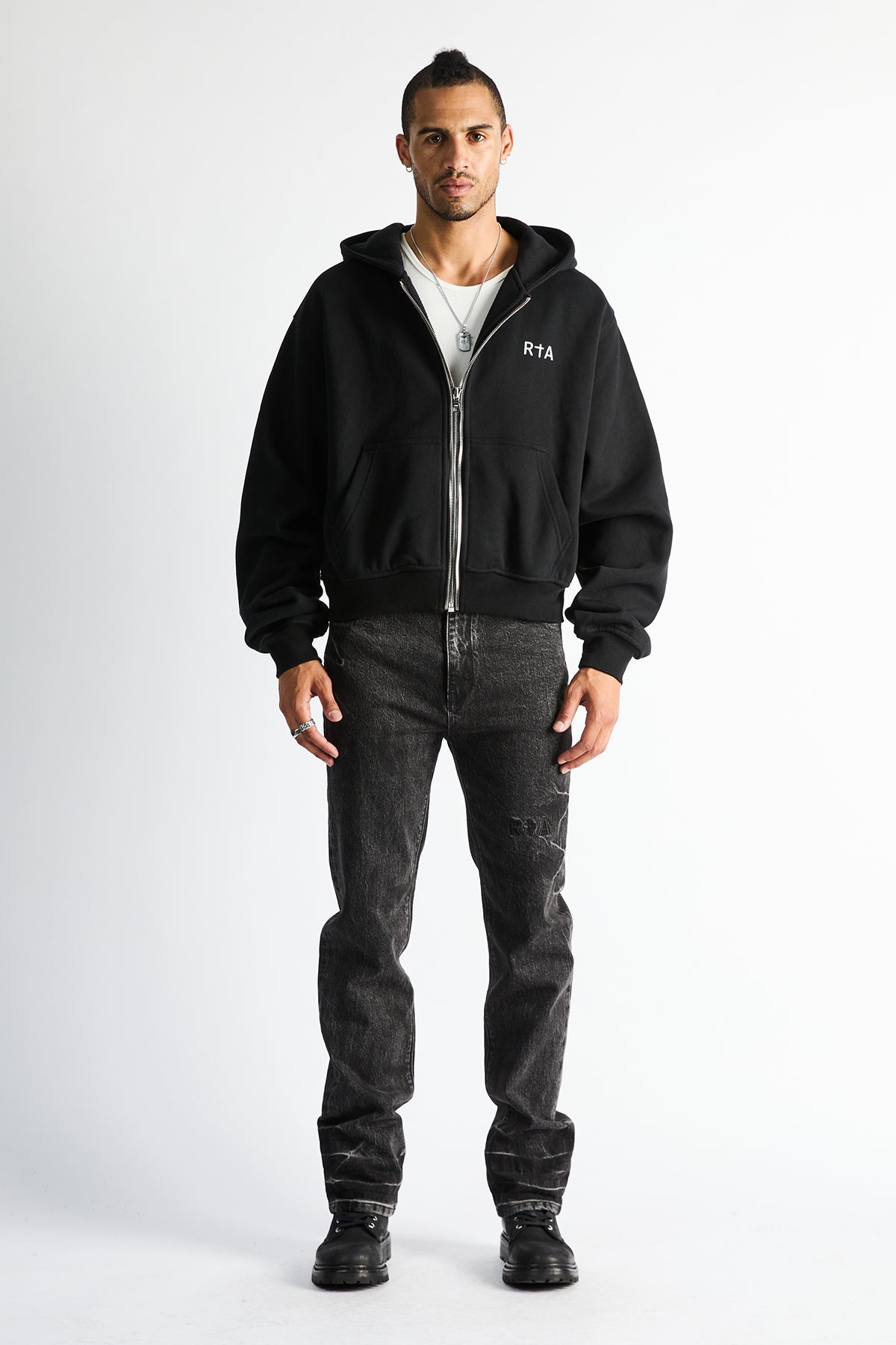 Black Cropped Zip Hoodie | RTA