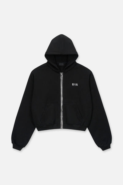 Black Cropped Zip Hoodie | RTA