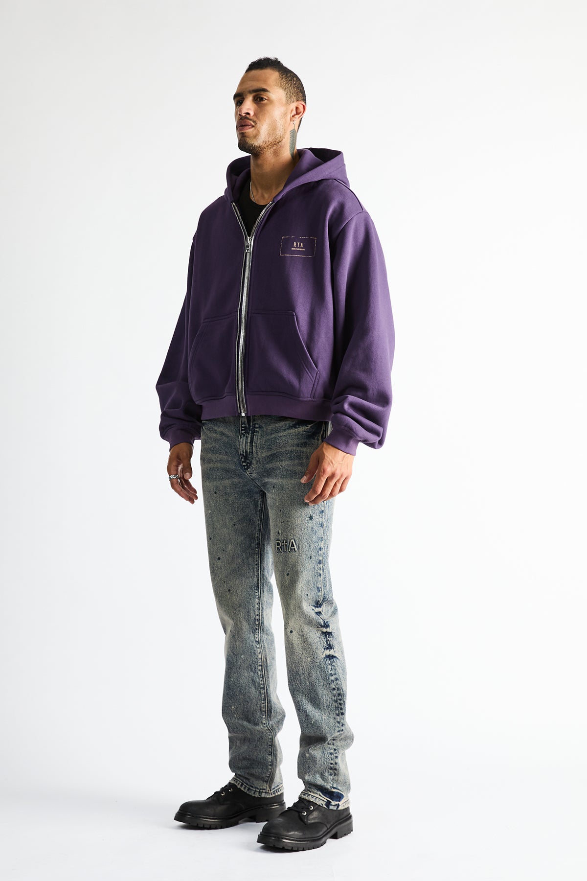 KAEN CROPPED ZIP UP HOODIE | GRAPE CURVA ULTRA