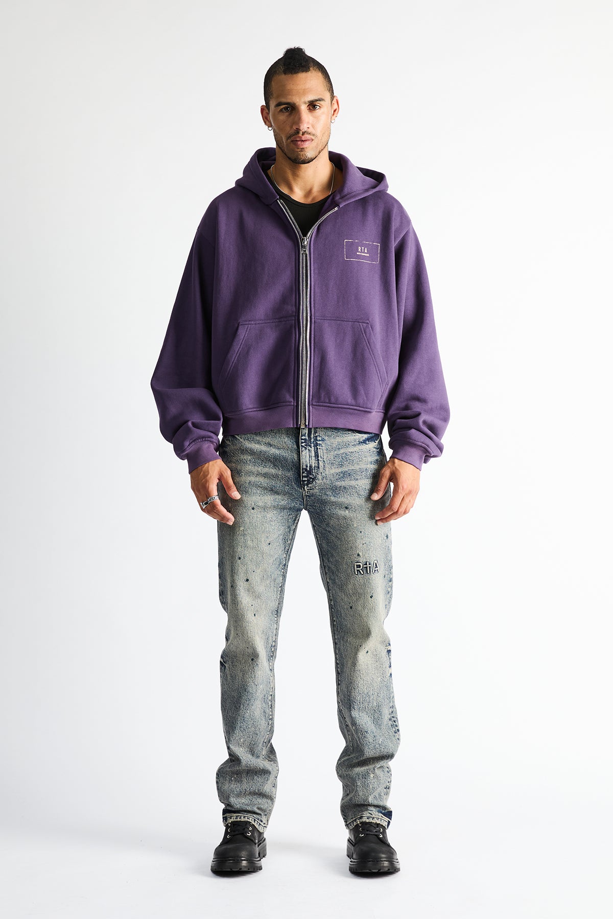KAEN CROPPED ZIP UP HOODIE | GRAPE CURVA ULTRA